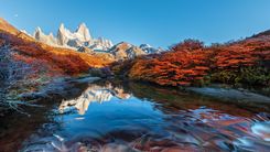 Fitz Roy mountain near El Chalten, in the Southern Patagonia, on the border between Argentina and Chile. Autumn view from the trail.