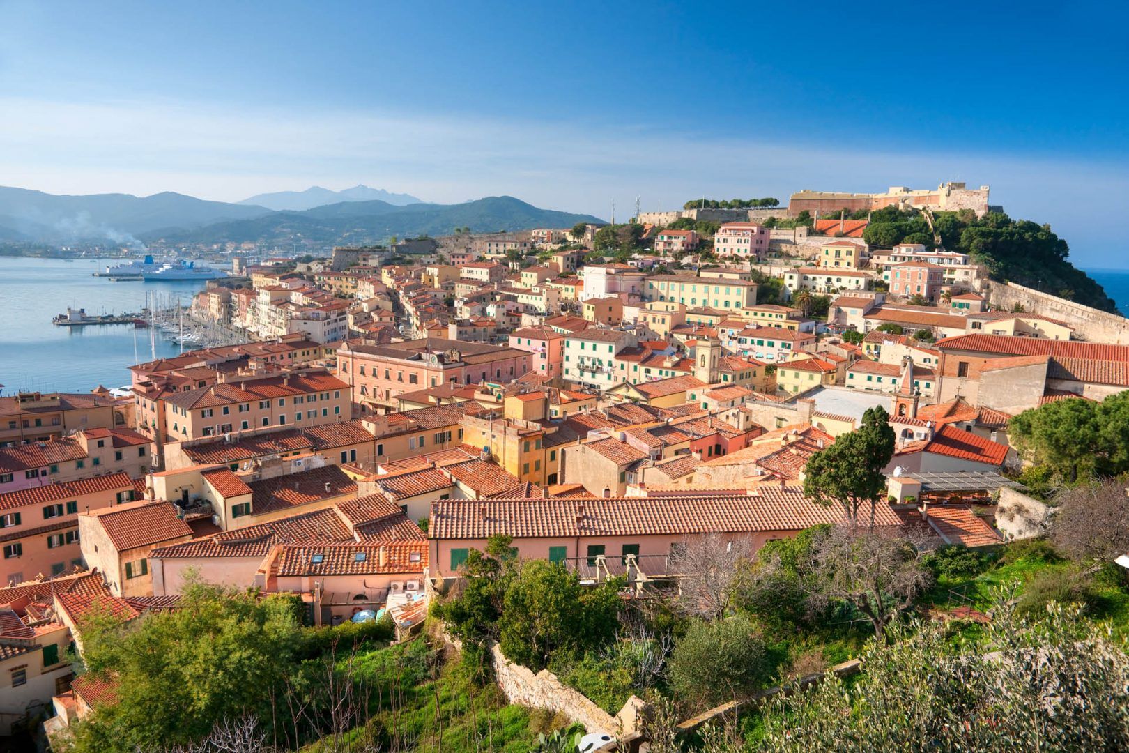 View of Portoferraio on Elba Island, Italy